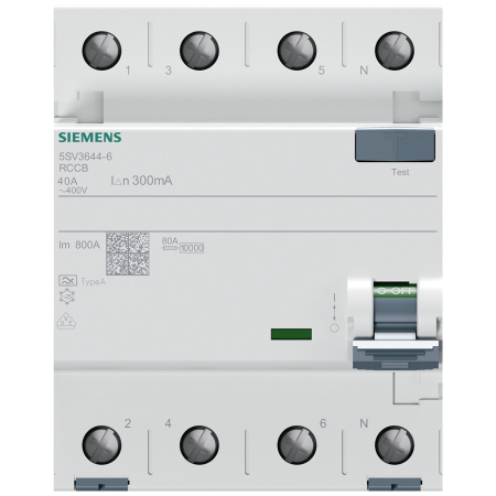 5SV3 40A/ 300MA/A 4P WYŁĄCZNIK RÓŻNICOWY 40A 300MA 4M A 10KA 5SV3 40A/ 300MA/A 4P WYŁĄCZNIK RÓŻNICOWY 40A 300MA 4M A 10KA