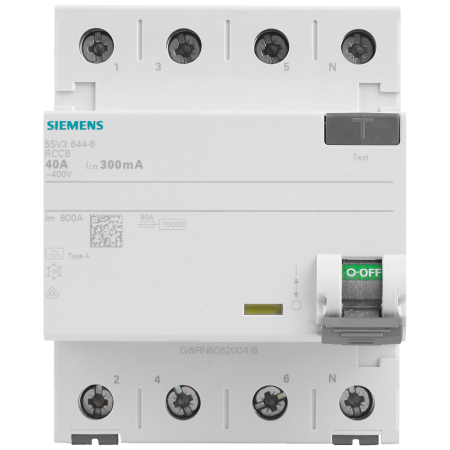 5SV3 40A/ 300MA/A 4P WYŁĄCZNIK RÓŻNICOWY 40A 300MA 4M A 10KA 5SV3 40A/ 300MA/A 4P WYŁĄCZNIK RÓŻNICOWY 40A 300MA 4M A 10KA