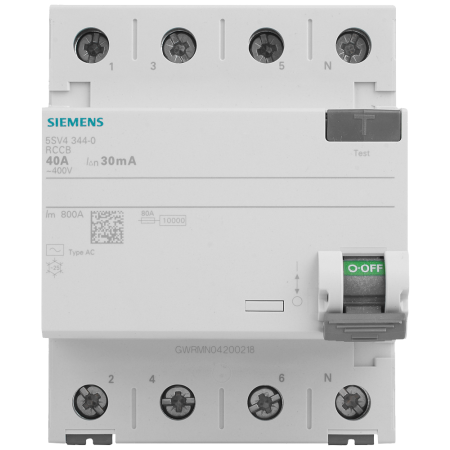 5SV4 40A/ 30MA/AC 4P WYŁĄCZNIK RÓŻNICOWY 40A 30MA 4M AC 10KA