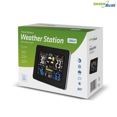 Stacja pogody bezprzewodowa GreenBlue GB523 DCF, ciśnienie, kolorowa -223066