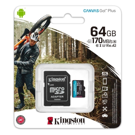 Karta pamięci Kingston microSD Canvas Go! Plus  64GB Class 10,UHS-I + adapter-259161