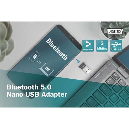 Adapter DIGITUS Bluetooth V5.0 Class 2 EDR USB 2.0 mini-264517