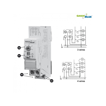 Automat schodowy GreenBlue GB114 na szynę DIN regulacja 30s-10m max 2300 W-273232