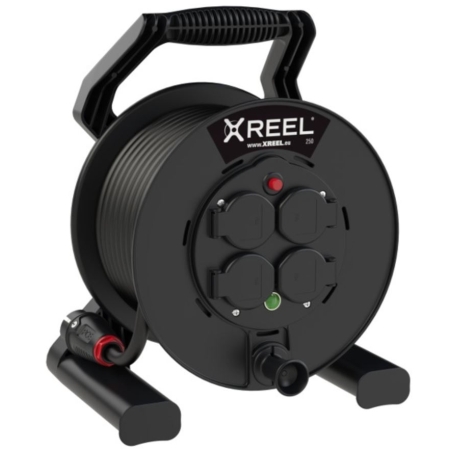 XREEL PRZEDŁUŻACZ BĘBNOWY 4X Z/U 30M IP44 (H05RR-F 3X2.5) WTYCZKA GUMOWA 16A+ TERMIK
