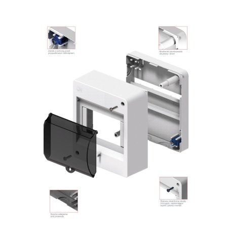 S-4 MINI ROZDZIELNIA PLASTIKOWA NT 4M 1X 4M IP30 140X195X83 DRZWI DYMNE BIAŁY 0630-01