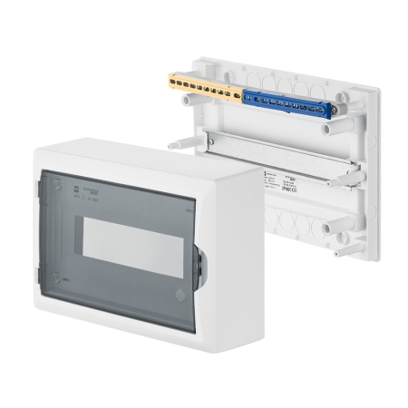 ECONOMIC BOX ROZDZIELNIA PLASTIKOWA NT 12M 1X 12M N+PE IP40 IK05 198X298X96 DRZWI DYMNE BIAŁY