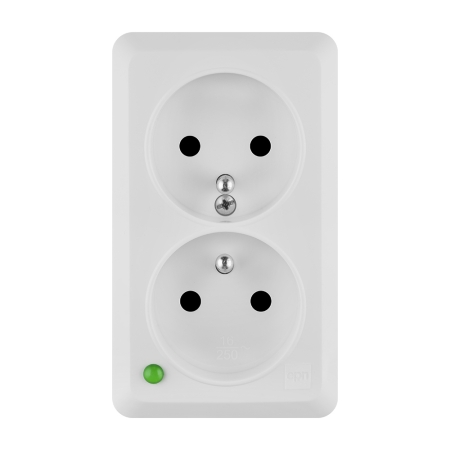 BERG BIAŁY GNIAZDO NT 2X Z/U IP20 ZACISKI ŚRUBOWE 16A 250V