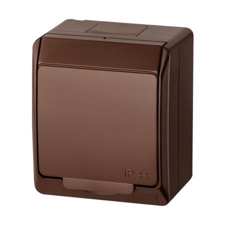 HERMES BRĄZ GNIAZDO NT 1X Z/U Z KLAPKĄ IP44 ZACISKI ŚRUBOWE 16A 250V