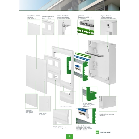 ELEGANT ROZDZIELNIA PLASTIKOWA NT 24M 2X 12M N+PE IP40 IK05 350X310X104 DRZWI PEŁNE BIAŁY