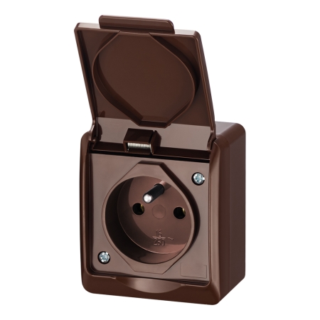 HERMES BRĄZ GNIAZDO NT 1X Z/U Z KLAPKĄ IP44 ZACISKI ŚRUBOWE 16A 250V