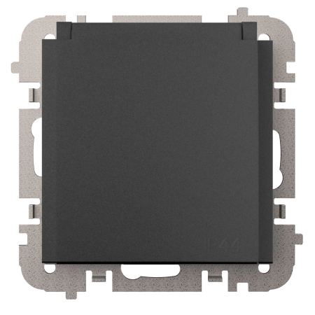 VESTRA MODUŁ CZARNY GNIAZDO 2P+Z Z KLAPKĄ IP44 ZACISKI ŚRUBOWE 16A 250V