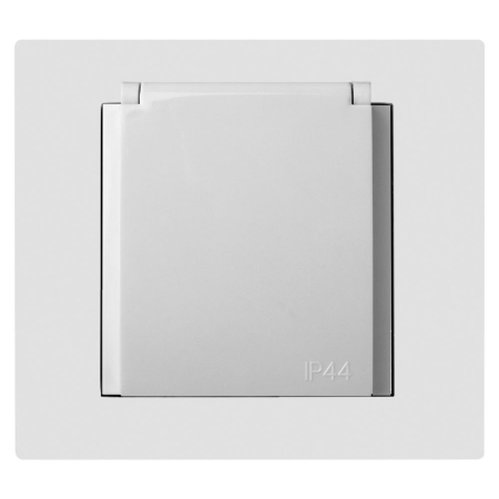 VESTRA MODUŁ BIAŁY GNIAZDO 2P+Z Z KLAPKĄ IP44 ZACISKI ŚRUBOWE 16A 250V