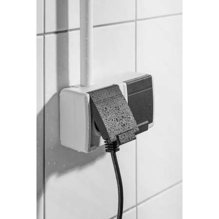 AQUANT 2K SZARY GNIAZDO NT 2X Z/U Z KLAPKĄ IP65 ZACISKI ŚRUBOWE 16A 250V