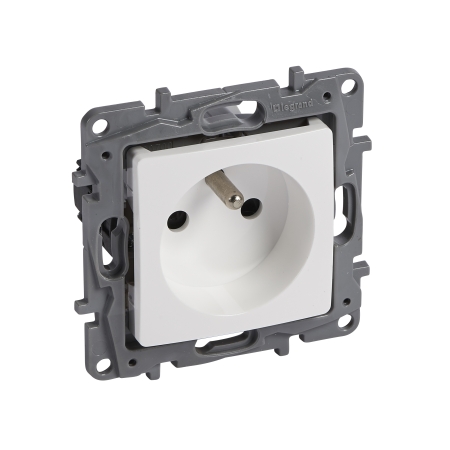 NILOE MODUŁ BIAŁY GNIAZDO 1X Z/U Z PRZESŁONAMI ZACISKI SPRĘŻYNOWE 16A 250V