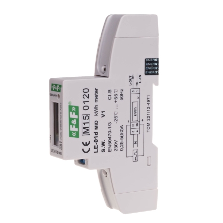 LE-01D LICZNIK ENERGII CYFROWY 1F 5A / 50A 1M 230V AC MID