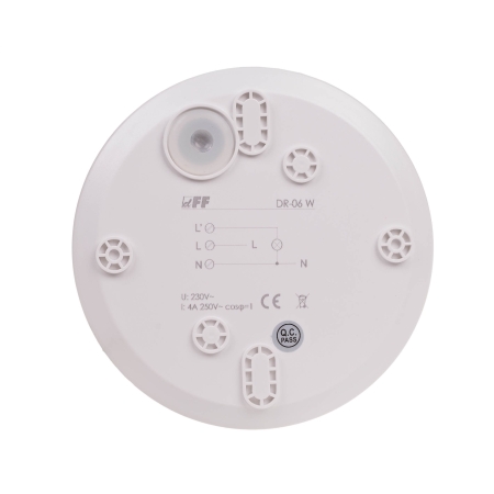 DR-06W BIAŁY CZUJNIK RUCHU NT SUFITOWY 360ST 5M 3S-12MIN 10-2000LX 400/800W IP40 230V AC