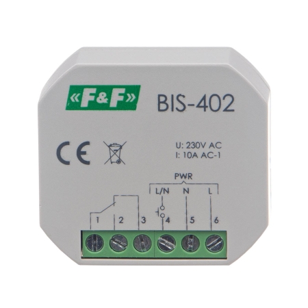 BIS-402 PRZEKAŹNIK IMPULSOWY BISTABILNY DOPUSZKOWY 10A 230V AC