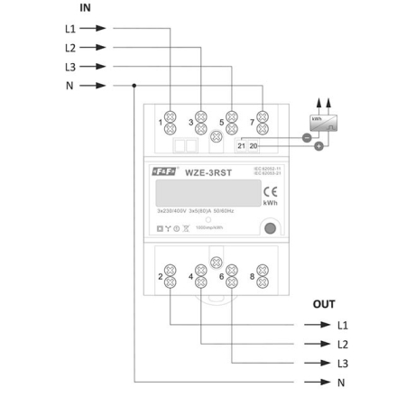 WZE-3RST 3F LICZNIK ZUŻYCIA ENERGII 80A Z FUNKCJĄ RESET