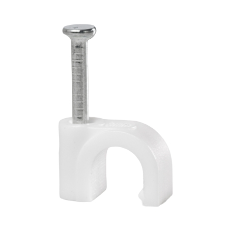 FLOP- 6/100 UCHWYT KABLOWY Z GWOŹDZIEM OKRĄGŁY BIAŁY OMY 2X1.5