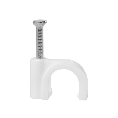 FLOP- 8/100 UCHWYT KABLOWY Z GWOŹDZIEM OKRĄGŁY BIAŁY (YDY 3X1.5