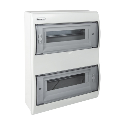 RN-24 ROZDZIELNIA PLASTIKOWA NT 24M 2X 12M N+PE IP40 IK07 404X310X95 DRZWI DYMNE BIAŁY FALA