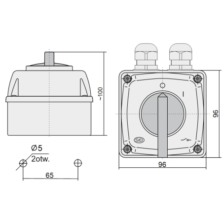ŁUK E16-13 0-1 ŁĄCZNIK KRZYWKOWY OB 16A IP44