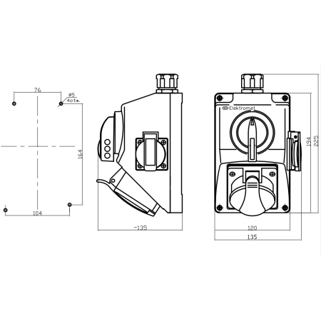 C32-48.1N ZESTAW INSTALACYJNY L-0-P 1X 230V 32/5 IP54