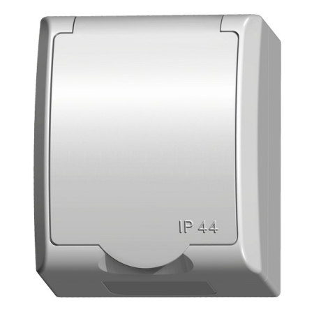 FALA BIAŁY GNIAZDO NT 1X Z/U Z KLAPKĄ BIAŁĄ IP44 ZACISKI ŚRUBOWE 16A 250V