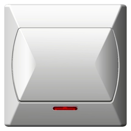 ŁĄCZNIK 1-BIEGUNOWY PODŚWIETLANY ZACISKI ŚRUBOWE 10AX 250V SERIA AKCENT KOLOR BIAŁY