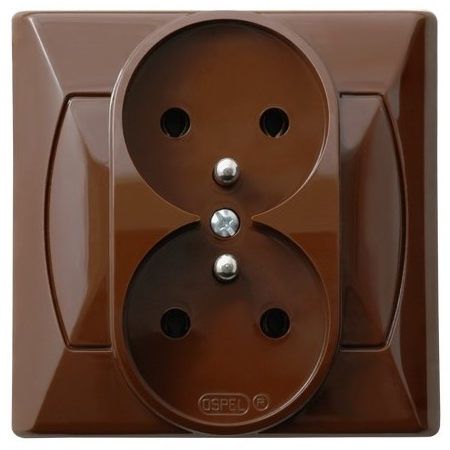 AKCENT BRĄZ GNIAZDO 2X Z/U ZACISKI ŚRUBOWE 16A 250V