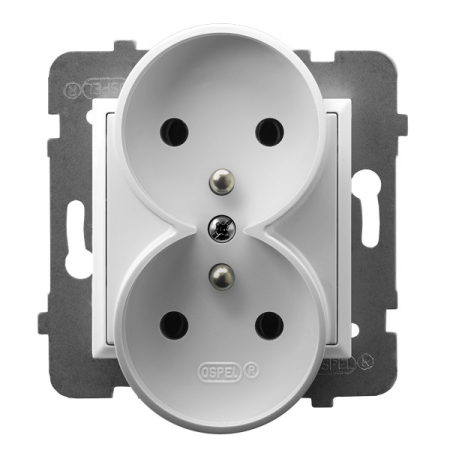 ARIA MODUŁ BIAŁY GNIAZDO 2X Z/U ZACISKI ŚRUBOWE 16A 250V