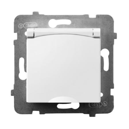 ARIA MODUŁ BIAŁY GNIAZDO BRYZGOSZCZELNE 1X Z/U Z KLAPKĄ BIAŁĄ IP44 ZACISKI ŚRUBOWE 16A 250V