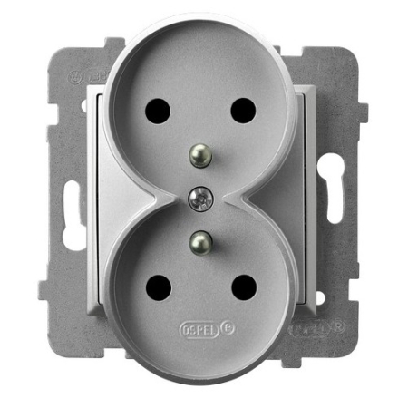 ARIA MODUŁ SREBRNY GNIAZDO 2X Z/U ZACISKI ŚRUBOWE 16A 250V