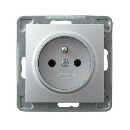 IMPRESJA MODUŁ SREBRNY GNIAZDO 1X Z/U ZACISKI ŚRUBOWE 16A 250V