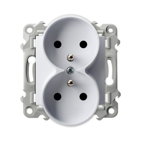 SZAFIR MODUŁ BIAŁY GNIAZDO 2X Z/U ZACISKI ŚRUBOWE 16A 250V