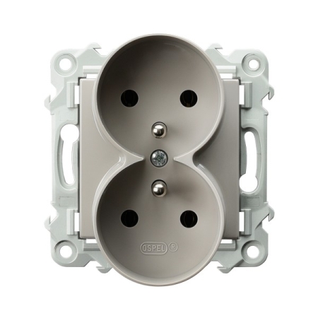 SZAFIR KASZMIROWY BEŻ GNIAZDO PODWÓJNE Z UZIEMIENIEM MODUŁ BEZ RAMKI