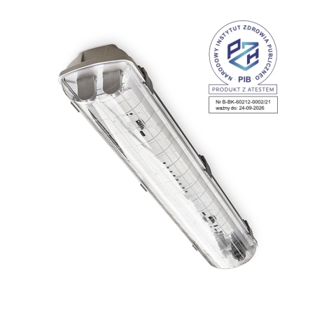 HEMI TUBE SZARY OPRAWA LINIOWA HERMETYCZNA 1X 36W G13 T8 220-240V AC 1200MM IP65 PS ABS TUBY LEDOWE