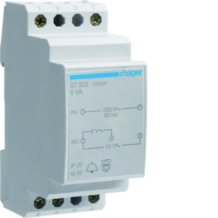 ST303 TRANSFORMATOR DZWONKOWY 1A/ 8V LUB 0.67A/ 12V