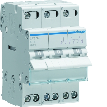SFT340 PRZEŁĄCZNIK ZASILANIA 40A 3P I-0-II SIEĆ- AGREGAT 3M 400V AC PRZYŁĄCZE GÓRNE