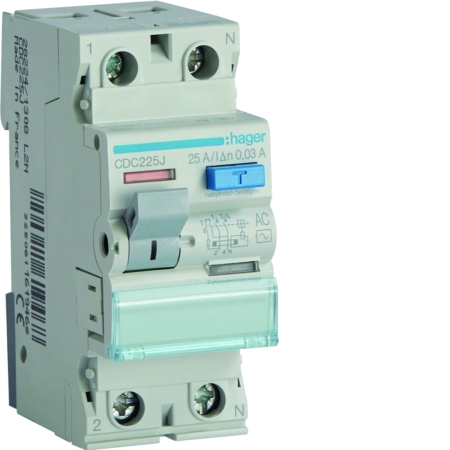 CDC225J 25A/ 30MA/AC WYŁĄCZNIK RÓŻNICOWY 25A 2P 2M 30MA AC 6KA /