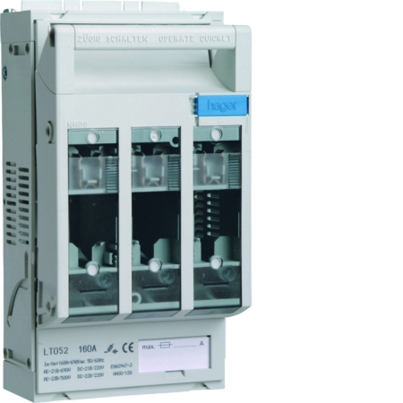 LT052 160A 3P ROZŁĄCZNIK BEZPIECZNIKOWY 160A 3P NH00 M8 MONTAŻ NA PŁYCIE LUB TH35