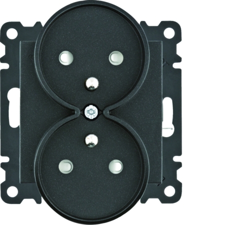 LUMINA SOUL/ INTENSE/ PASSION MODUŁ CZARNY GNIAZDO 2X Z/U Z PRZESŁONAMI ZACISKI ŚRUBOWE 16A 250V