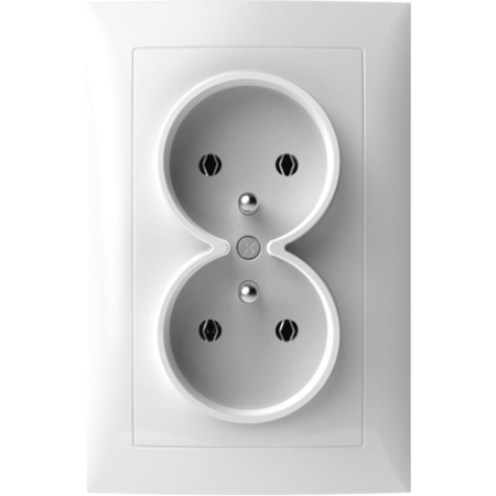 B.KWADRAT BIAŁY POŁYSK GNIAZDO 2X Z/U ZACISKI ŚRUBOWE 16A 250V (dawne 5361838989)