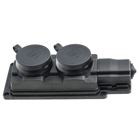 GNIAZDO PRZENOŚNE 1F GUMOWE 2X IP44 CZARNE