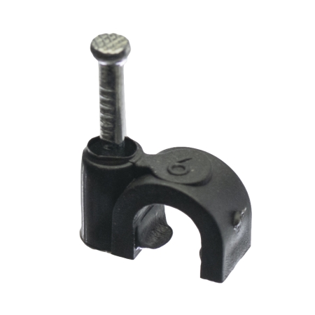 FLOP-6/100 UCHWYT KABLOWY Z GWOŹDZIEM D FI 6MM CZARNY