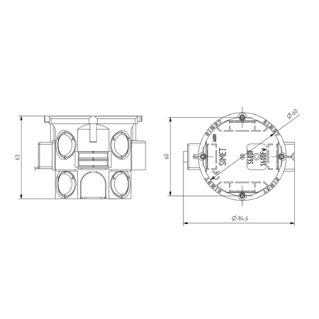 S 60D PUSZKA INSTALACYJNA PT 1X FI60 61MM GŁĘBOKA SZEREGOWA NIEBIESKI