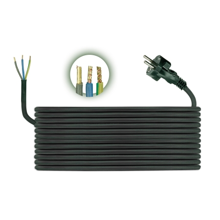 PRZEWÓD PRZYŁĄCZENIOWY  5M (H05RR-F 3X1.5) OKRĄGŁY WTYCZKA PROSTA UNISCHUKO CZARNY